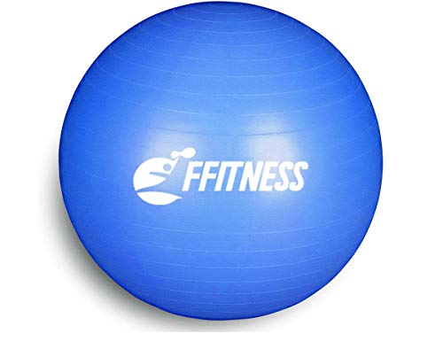 FFITNESS FSTBB55B Total Body Balance Ball | Home Fitness Bigger Fit Ball (Diámetro de 55 a 85 cm) para Yoga, Pilates, Gimnasio | GymBall | Pelota Suiza Anti-Spar (55 cm, Azul)