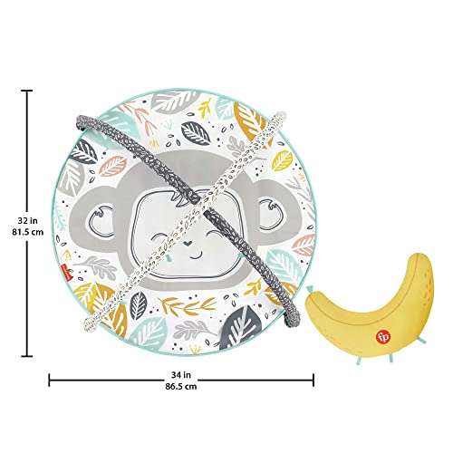 Fisher-Price Alfombra Gimnasio de actividades Monito con accesorios, juguete para bebés recién nacidos (Mattel HBG85)