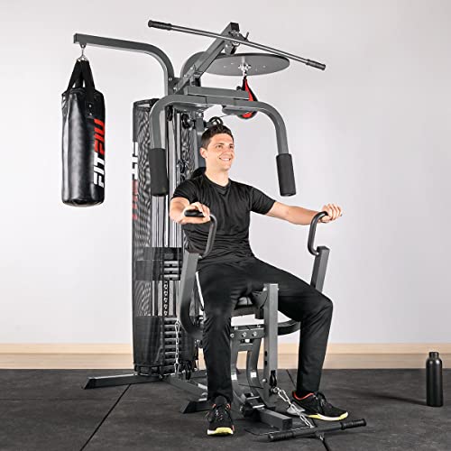 Fitfiu Fitness GYM-300 - Máquina de Fitness Multiestación para Entrenamiento Completo Gimnasio con Saco y Bola de Boxeo, Aumentar y tonificar Musculatura
