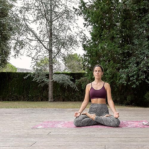 Fitfiu Fitness KITWELL-600 - Pack de 6 Accesorios Yoga Pilates Color Rosa Que Incluye Esterilla, Pelota, Rueda, masajeador de pie, Barra de Masaje y Correa de Yoga