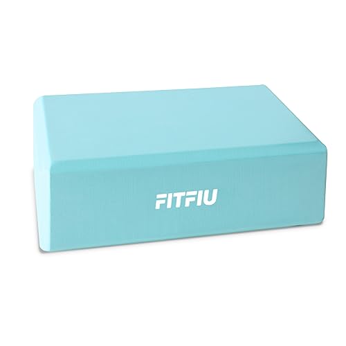 Fitfiu Fitness KITWELL-601 - Pack de 6 Accesorios Yoga y Pilates Color Azul Que Incluye Esterilla, aro, Bloque, masajeador de pie, Barra de Masaje y Correa de Yoga, Diseño único geométrico