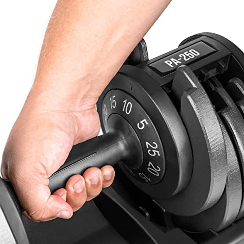 FITFIU Fitness PA-250 - Mancuerna ajustable de 5kg hasta 25kg para entrenamientos musculación indoor, pesa regulable hasta 25kg