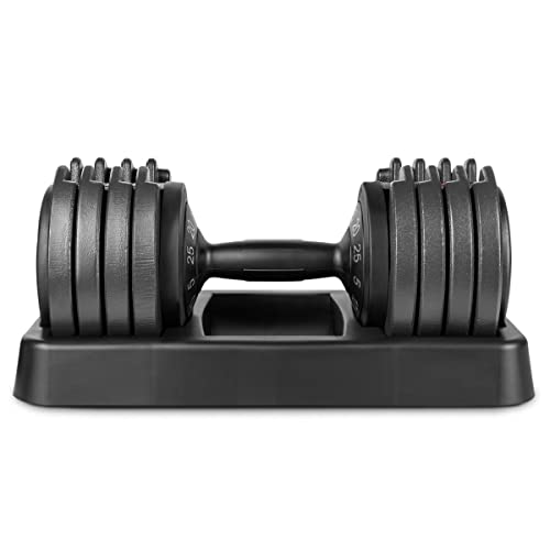 FITFIU Fitness PA-250 - Mancuerna ajustable de 5kg hasta 25kg para entrenamientos musculación indoor, pesa regulable hasta 25kg