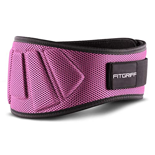 Fitgriff® Cinturón Gym V1 - Cinturon Gimnasio, Musculación, Halterofilia, Crossfit, Levantamiento Pesas, Fitness - Mujeres y Hombres - Pink X-Small