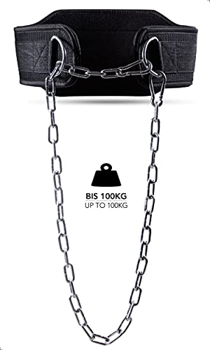 Fitgriff® Cinturon Lastre Dominadas Pesas con 2 Mosquetones - Cinturón de Halterofilia, Gym, Powerlifting, Gimnasio, Weightlifting - Dip Belt - Hombre y Mujer (Negro, Talla única)