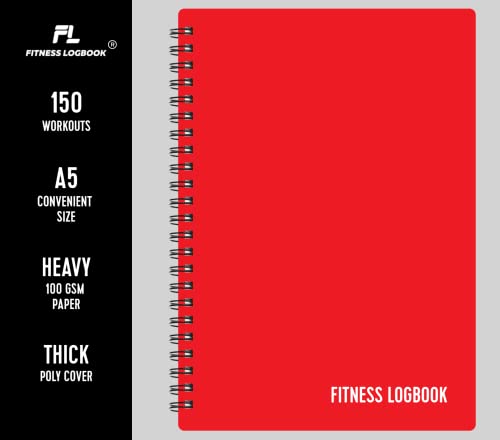 Fitness Logbook – Track 150 entrenamientos – Papel grueso, cubierta de polietileno – A5 6 x 8 pulgadas – Diario de entrenamiento sin fecha, libro de registro de planificador para rastrear la pérdida