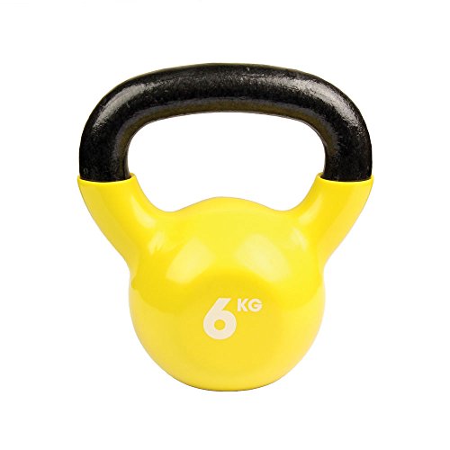 Fitness Mad Kettlebell - Pesa rusa de ejercicio y fitness, color amarillo, peso 6 kg