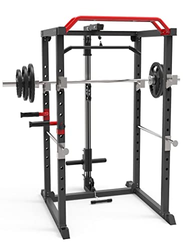 Fitness Tech - Multiestación de Fuerza - Power Rack Squat - Jaula de Sentadillas - Equipo de Ejercicio de Musculación - 110 x 140 x 220 cm