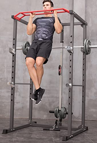 Fitness Tech - Multiestación de Fuerza - Power Rack Squat - Jaula de Sentadillas - Equipo de Ejercicio de Musculación - 110 x 140 x 220 cm