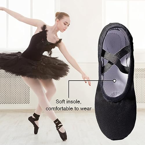 flintronic Zapatillas de Ballet, Suela Partida de Cuero Calzado de Danza, Zapatillas de Ballet Canvas Dance Zapatos Split, Transpirable Zapatos de Ballet Zapatillas de Ballet, para Niña y Mujer