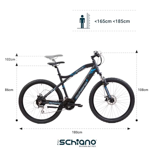 F.lli Schiano Braver 27.5", MTB Bicicleta Electrica, Unisex Adulto, Negro-azul