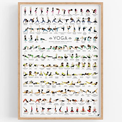 FOLLYGRAPH Póster de yoga de nueva edición, 150 asanas, regalo de yoga (A2 (42 x 60 cm)