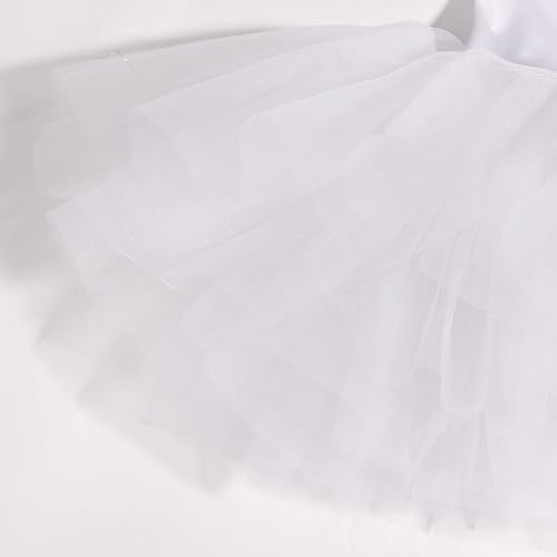 FONLAM Vestido Maillot de Ballet Tutú Niña, Blanco, 5-6 años