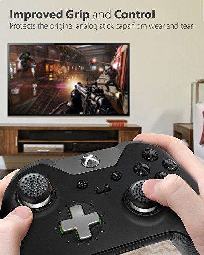 Fosmon Tapas de Agarre del Controlador analógico de Silicona del Pulgar (Paquete de 4/2 Pares) para Controladores Xbox One, Controlador Elite - Negro
