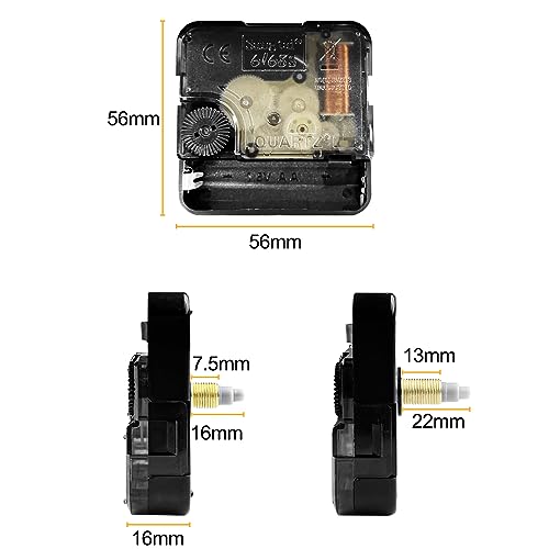 Fousenuk 2 Mecanismo Reloj de Pared, maquinaria de Reloj a Pilas, con 5 Diferentes Pares Agujas Reloj Pared, silencioso Movimiento Reloj de Cuarzo, para DIY Reparación de Reloj Reemplazo de Piezas