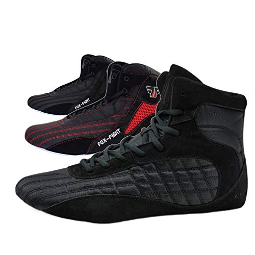 FOX-FIGHT Zapatos de artes marciales zapatos luchadores atletismo fitness culturismo, Negro , 44 EU