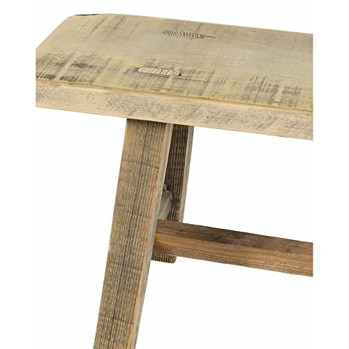 FRANK FLECHTWAREN Banco de madera rústico, tamaño pequeño, aspecto desgastado, 78 x 15 x 28 cm (largo, ancho, alto)