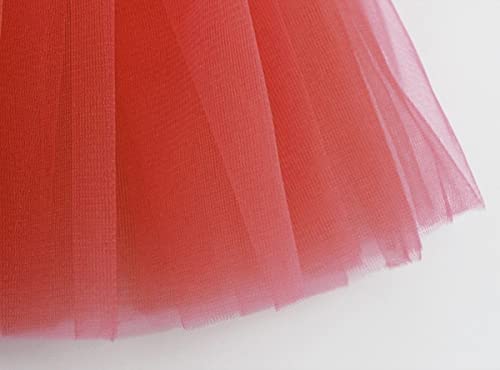 FUREINSTORE Falda de Tutú para Niñas, Falda de Tul para Ballet 3 Capas Elástica Disfraz de Princesa Carnaval 30cm de Largo Talla Única (Rojo)