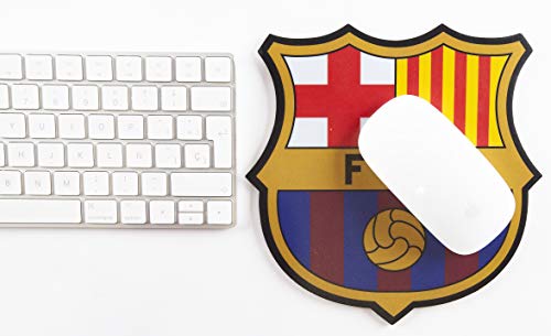 Fútbol Club Barcelona - Alfombrilla para Ratón - Forma y Colores del Escudo del Club - Base de Goma Antideslizante - Revestimiento Impermeable - Producto Oficial del Equipo