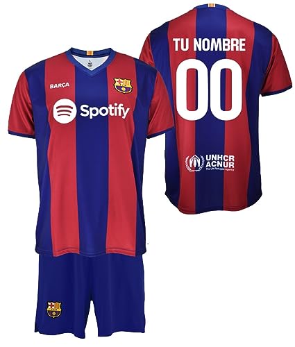 Futbol Club Barcelona Personaliza tu Camiseta y Pantalón de la Primera Equipación Temporada 2023/2024 - Réplica Oficial con Liciencia - Niño (8 Años)