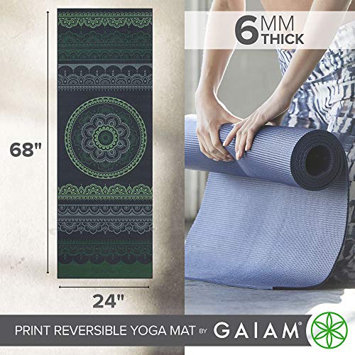 Gaiam -Estera de yoga con impresion premium, reversible, color: Boho Folk, 68-Inch x 24-Inch x 5/6mm