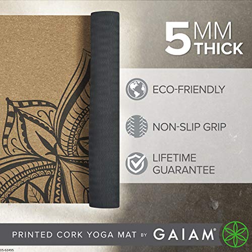 Gaiam Unisex 05-63495 tapete de yoga con impresión de corcho, 6 mm