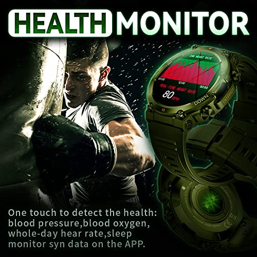 GaWear Reloj Inteligente Hombre, Hombre 1.39"HD Pantalla Táctil Completo con Llamadas Pulsómetro Presión Arterial,Monito de Sueño,Podómetro Pulsera Android iOS(Verde)