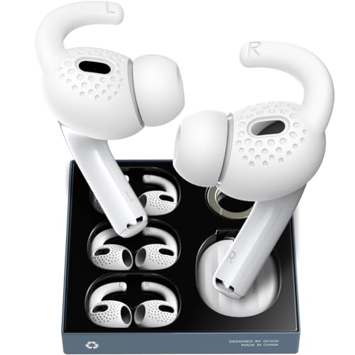 Gcioii 3 Pares AirPods Pro 2 Ear Hooks Orejeras Antideslizantes Accesorios de Silicona [Bolsa de Almacenamiento añadida] Accesorios Compatible con Apple AirPods Pro 2.ª Generación 2022 (Blanco)