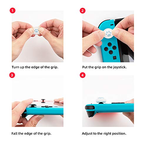 GeekShare 4PCS Silicone Cat Paw Joy Con Thumb Grip Set Joystick Caps Switch and Switch Lite Cover Analog Thumb Stick Grips (Cat Paw 10)