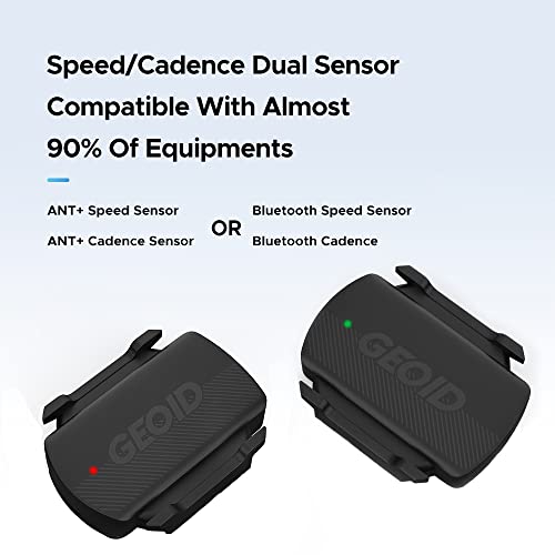 GEOID CS600 Sensor de Cadencia/Velocidad para Ciclismo, Ant+/Bluetooth Sensor de RPM de Bicicleta Inalámbrico Compatible con Ciclocomputador