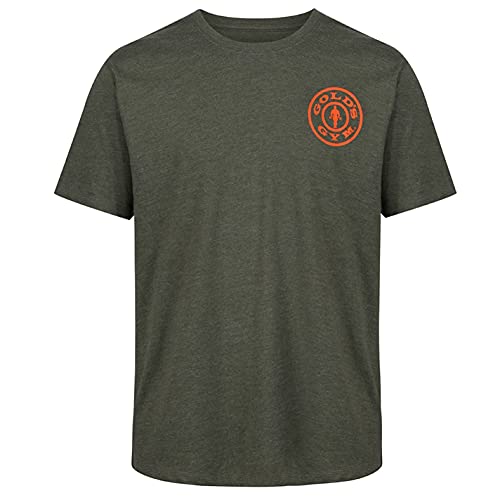 Gold's Gym Left Breast T-Shirt Camiseta básica de Entrenamiento para Hombre con Logotipo, Marl/Naranja, M