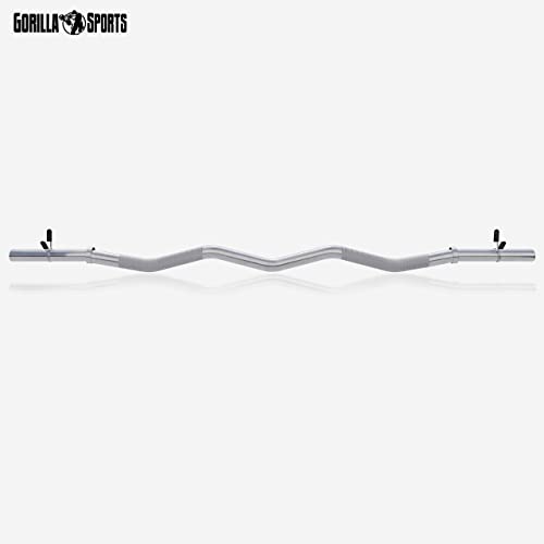 GORILLA SPORTS® - Barra Curl cromada SZ con cierres de resorte (120 cm)