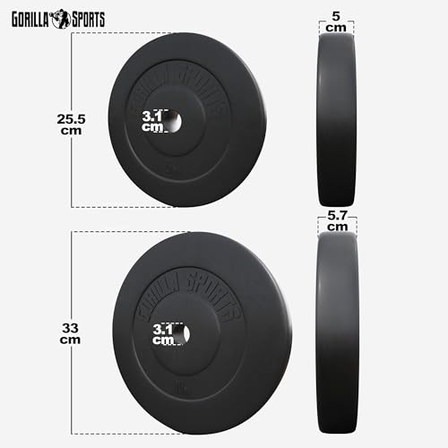 GORILLA SPORTS® - Set de discos de pesas (2 x 10 kg + 2 x 5 kg)
