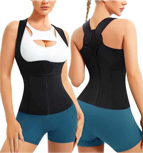 Gotoly Corrector de postura de espalda para mujer, chaleco de entrenamiento de cintura, ajustable, soporte para espalda espinal, cuello, hombros, control de abdomen, moldeador corporal