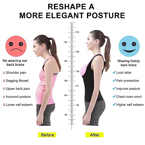 Gotoly Corrector de postura de espalda para mujer, chaleco de entrenamiento de cintura, ajustable, soporte para espalda espinal, cuello, hombros, control de abdomen, moldeador corporal