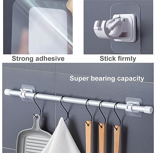 Greyoe - Soporte para barra de cortina, ganchos adhesivos transparente de 4 piezas, para cocina, cuarto de baño