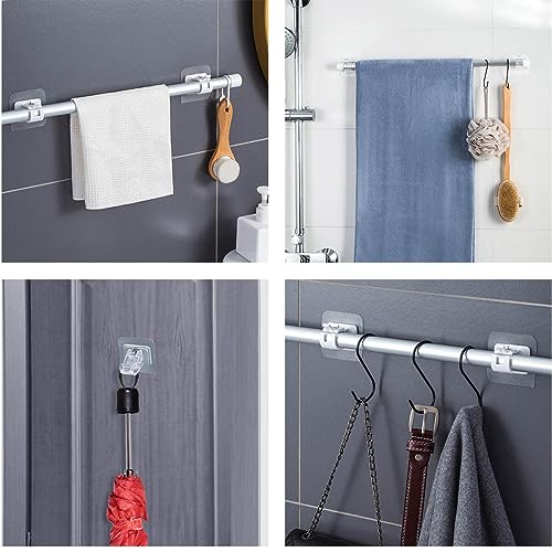 Greyoe - Soporte para barra de cortina, ganchos adhesivos transparente de 4 piezas, para cocina, cuarto de baño