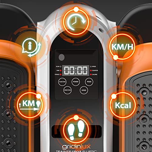 gridinlux | Mini Eliptica Trainer Legs ELLIPTIC | Ejercitador de piernas | Gimnasia pasiva | Bidireccional | 4 Funciones automáticas | 5 velocidades | Mando a Distancia | Display Digital