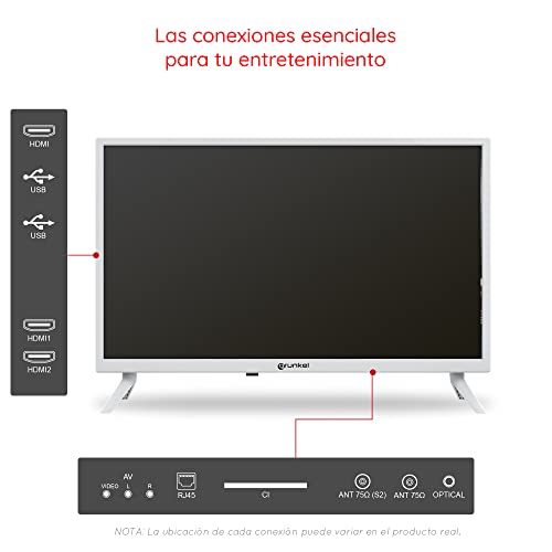 Grunkel - Televisor 24 Pulgadas Smart TV - con Pantalla de Panel HD Ready, Wi-Fi y Smart TV. Bajo Consumo y Auto-Apagado - 24 Pulgadas (Android11Blanco)