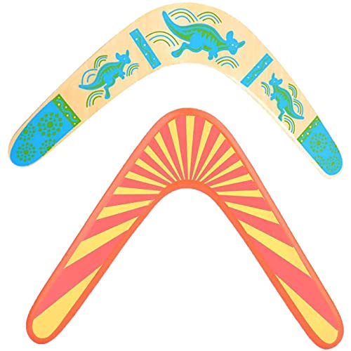 Guador Boomerang, 2 Piezas Boomerang de Madera Superduro Madera en Forma de V de Retorno Boomerang Juego Exterior de Madera para Niños Perfecto Regalo de Cumpleaños Juguetes(Dos Estilos)