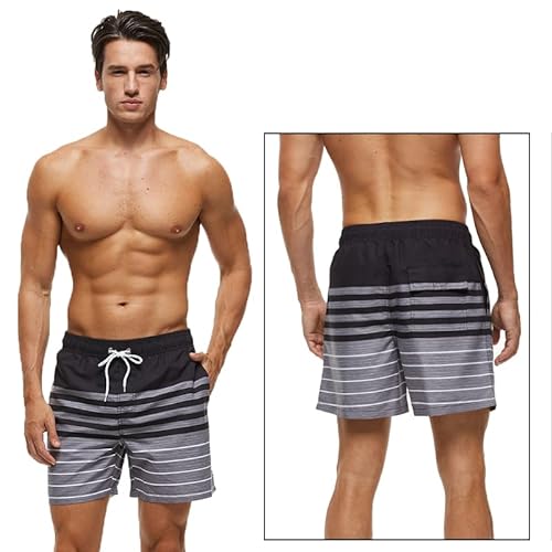 GUVAA Pantalones cortos de playa para hombre, traje de baño con cordón, traje de baño para gimnasio, ropa deportiva, Piña azul, XL