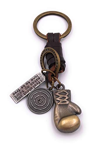 H-Customs Llavero con colgante especial de metal de bronce, diseño de guante de boxeo