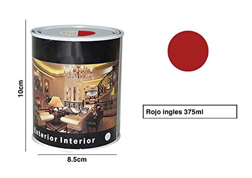 H HANSEL HOME Pintura Esmalte al Disolvente para Madera y Metal, Pintura Alquidica de Rápido Secado para Superfícies Interiores y Exteriores(Rojo Ingles, 375 ML)