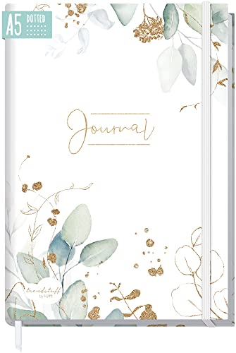 Häfft Bullet Journal Dotted A5 con banda elástica [hojas de oro] 156 páginas | cuaderno punteado, diario | sostenible y respetuoso con el medio ambiente