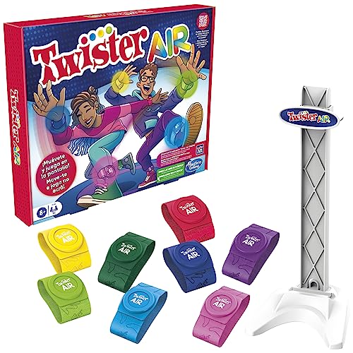 Hasbro Gaming Juego Twister Air - Juego Twister Air con aplicación RA - Se Conecta con Dispositivos Inteligentes - Juegos Activos de Fiesta - Edad: A Partir de 8 años