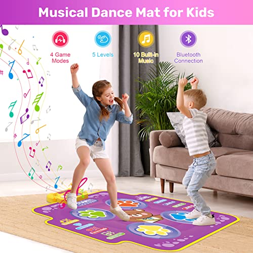 HAUSPROFI Esterilla de Baile para niños con Bluetooth, esterillas de Danza para niños, Regalos para niñas, niños, Edad 3, 4, 5, 6, 7, 8, 9, 10+ años