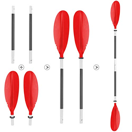 HEIMUNI Remos para Kayak Desmontables en 4 Partes 222cm Remo Kayak Palas Doble Remos Aluminio Ligero Remo Doble Paddle para Barco Sup Piragua Canoa
