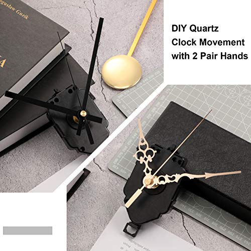 Hicarer Movimiento de Reloj de Péndulo de Cuarzo Kit de Movimiento de DIY con 2 Pares de Manecillas y Péndulo
