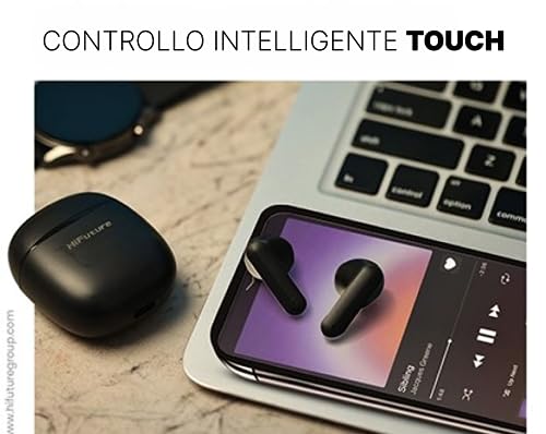 HiFuture Colorbuds 2 Auriculares Bluetooth 5.3, Gimnasio y Deportes Inteligentes del Toque, Bajo Sonido Suave, Impermeables IPX5, Acabado mate, Compatible con Android e iOS