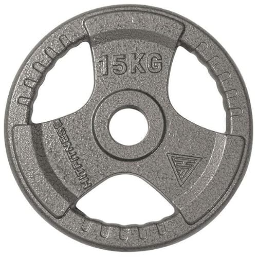 Hit Fitness Olympic Cast Iron Tri-Grip Disco | 15 kg Hierro Fundido, Unisex, Gris Oscuro, 50mm Diameter